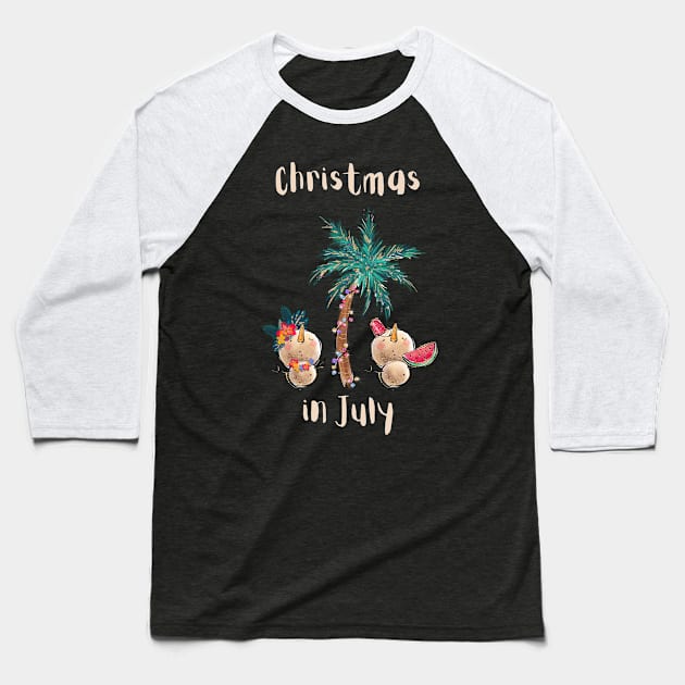 Gift Idea for Christmas in July Party Xmas in July merch Baseball T-Shirt by The Mellow Cats Studio